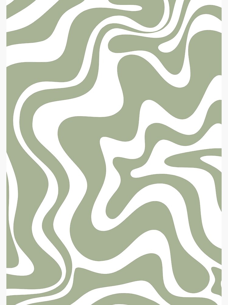 Liquid Swirl Contemporary Abstract Pattern in Sage Green and White by kierkegaard