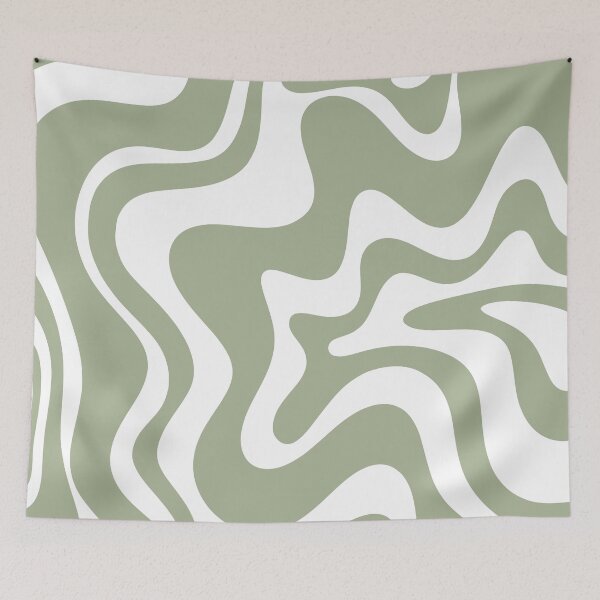 Item preview, Liquid Swirl Contemporary Abstract Pattern in Sage Green and White designed and sold by kierkegaard.
