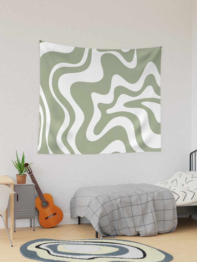 Liquid Swirl Retro Contemporary Abstract in Sage Green and Nearly White  Mouse Pad for Sale by kierkegaard