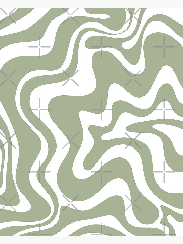Liquid Swirl Contemporary Abstract Pattern in Light Sage Green