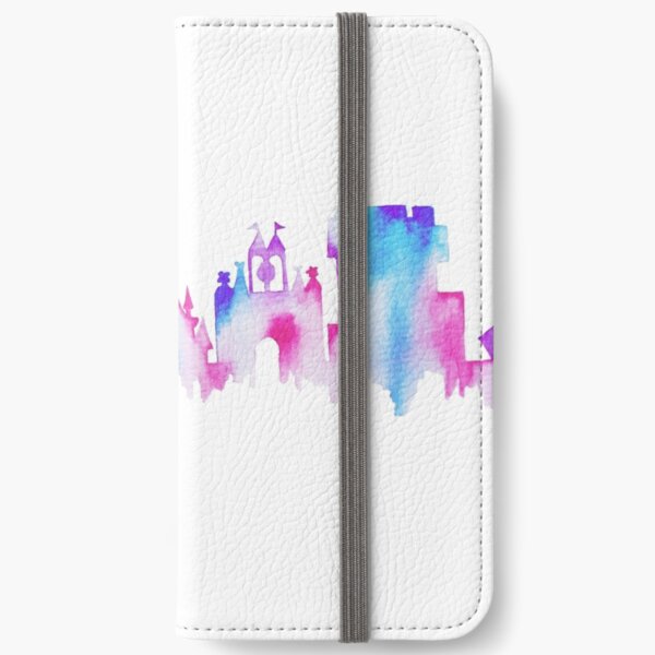 California Magic Theme Park Watercolor Skyline Silhouette iPhone Wallet