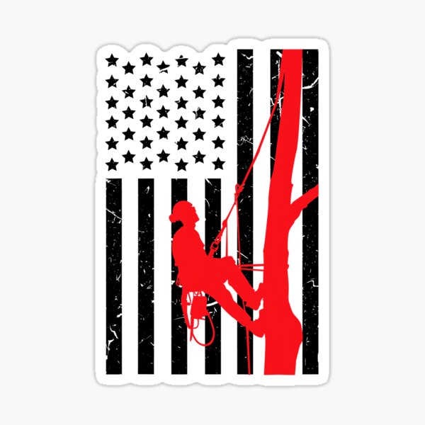 Arborist Patriotic Gift Distressed American Flag 4th of July Sticker