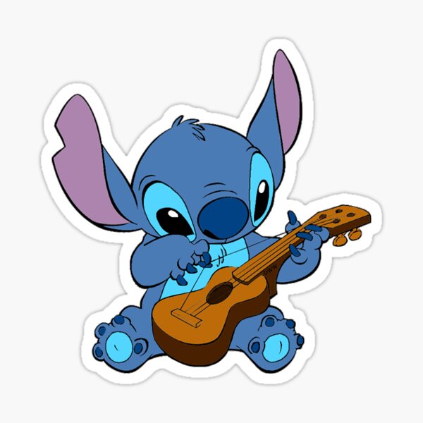 Stitch playing with Sticker for Sale |