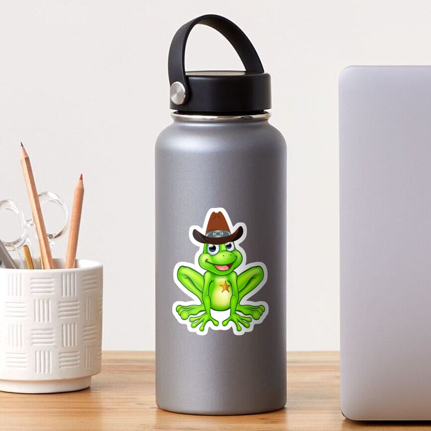 Frog Sheriff Cowboy Wears Hat Funny Sticker