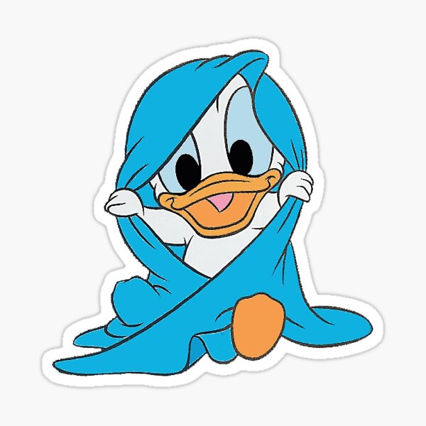 Baby Donald Duck wrapped in a towel Sticker
