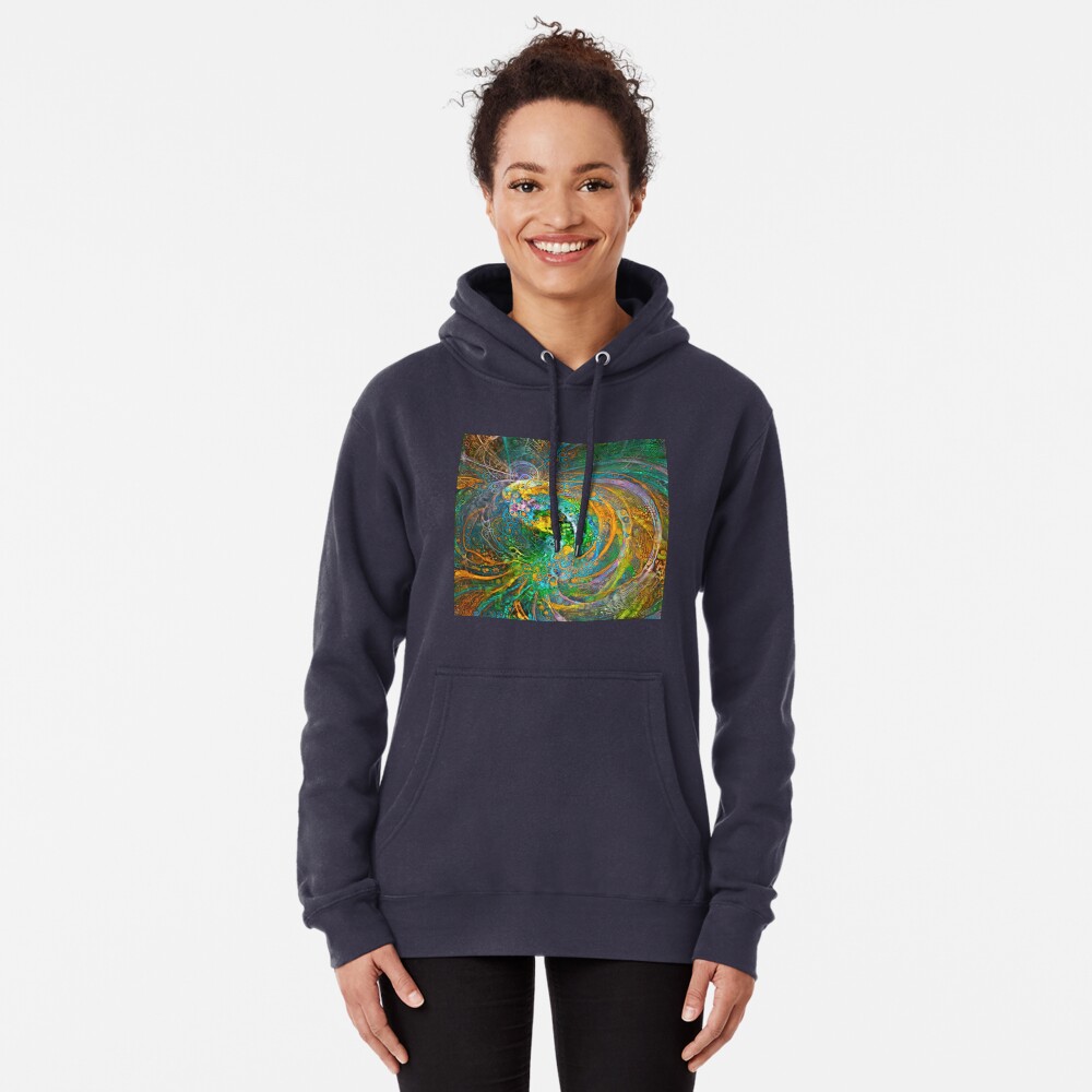 Deepdream floral fractalize space galaxy wave abstraction Pullover Hoodie