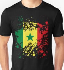 Senegal Flag Ink Splatter Unisex T-Shirt