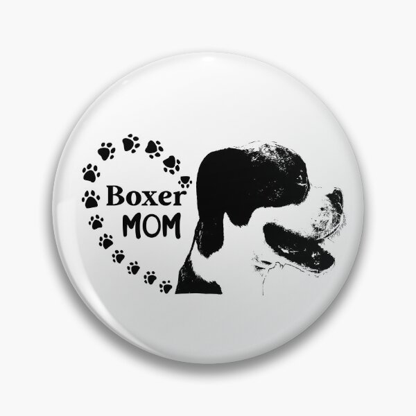 Artikelvorschau, Boxer Mom Profil mit Pfotenabdruck Herz entworfen und verkauft von clounewcomb.