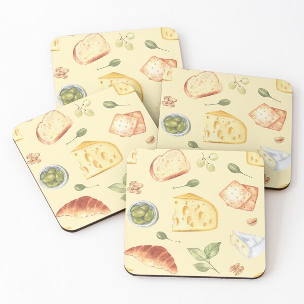 Item preview, Cheese and snacks pattern on yellow designed and sold by Flowersforbear.