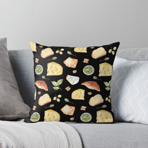 Item preview, Patrón de queso y snacks sobre fondo negro designed and sold by Flowersforbear.