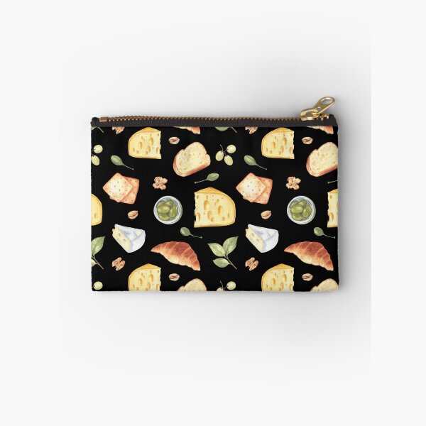Item preview, Patrón de queso y snacks sobre fondo negro designed and sold by Flowersforbear.