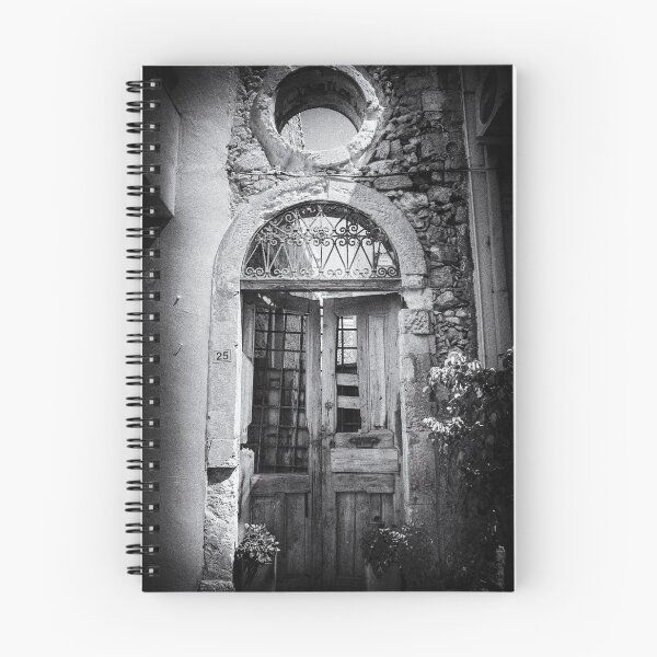 Item preview, Black and white photo of a old door authentic wooden door in Crete, Greece designed and sold by Diana van Neck.