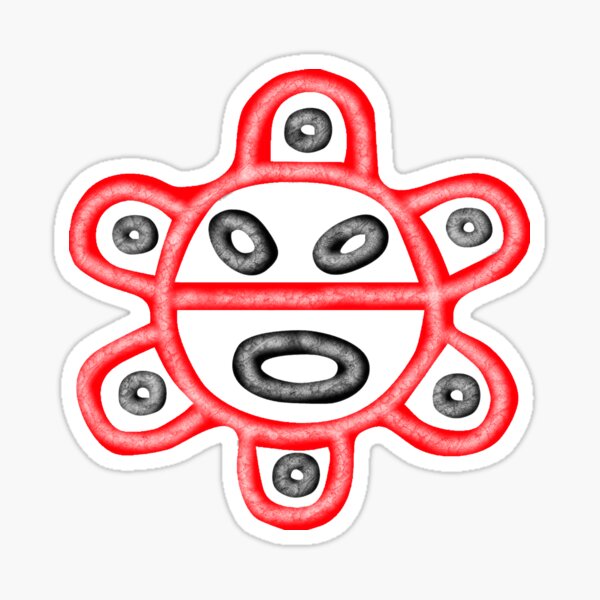 Red and Black Taino Sun Sticker
