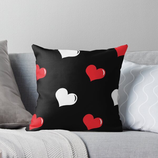 Item preview,  Red n White Valentines Hearts on Black Seamless Pattern Print designed and sold by ClaudiaFlores.
