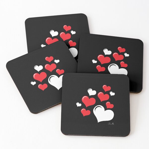 Item preview,  Red n White Valentines Hearts on Black Seamless Pattern Print designed and sold by ClaudiaFlores.