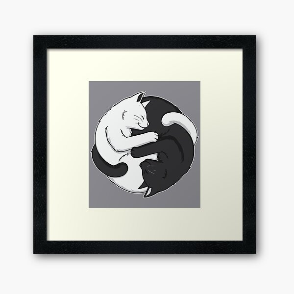Yin Yang Cats Framed Art Print