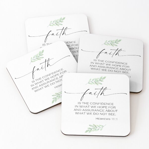 Item preview, Faith Scripture with Watercolor Green Foliage from Hebrews 11:1 designed and sold by Home Decor Print Studio.