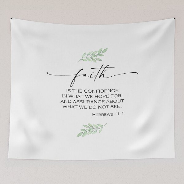 Item preview, Faith Scripture with Watercolor Green Foliage from Hebrews 11:1 designed and sold by Home Decor Print Studio.