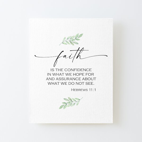 Faith Scripture with Watercolor Green Foliage from Hebrews 11:1 Canvas Mounted Print