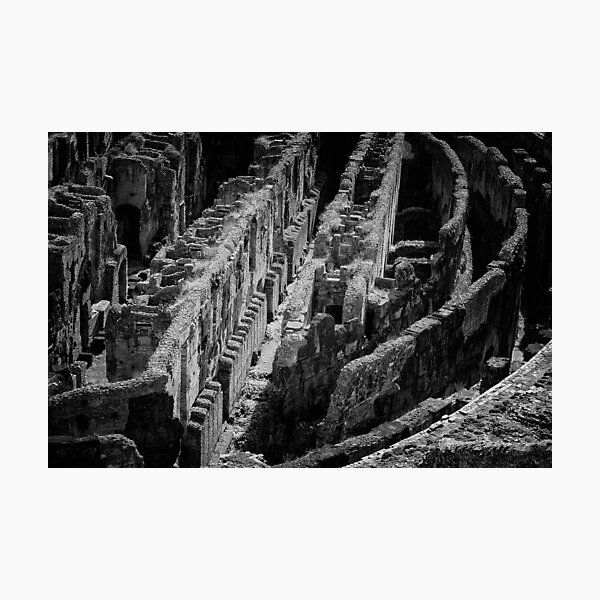 The lower level of the Colosseum | Rome, Italy | Black and White Fine Art Photo Photographic Print