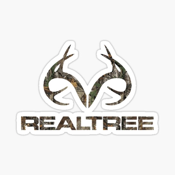 Real tree camo antlers 8 point buck Sticker