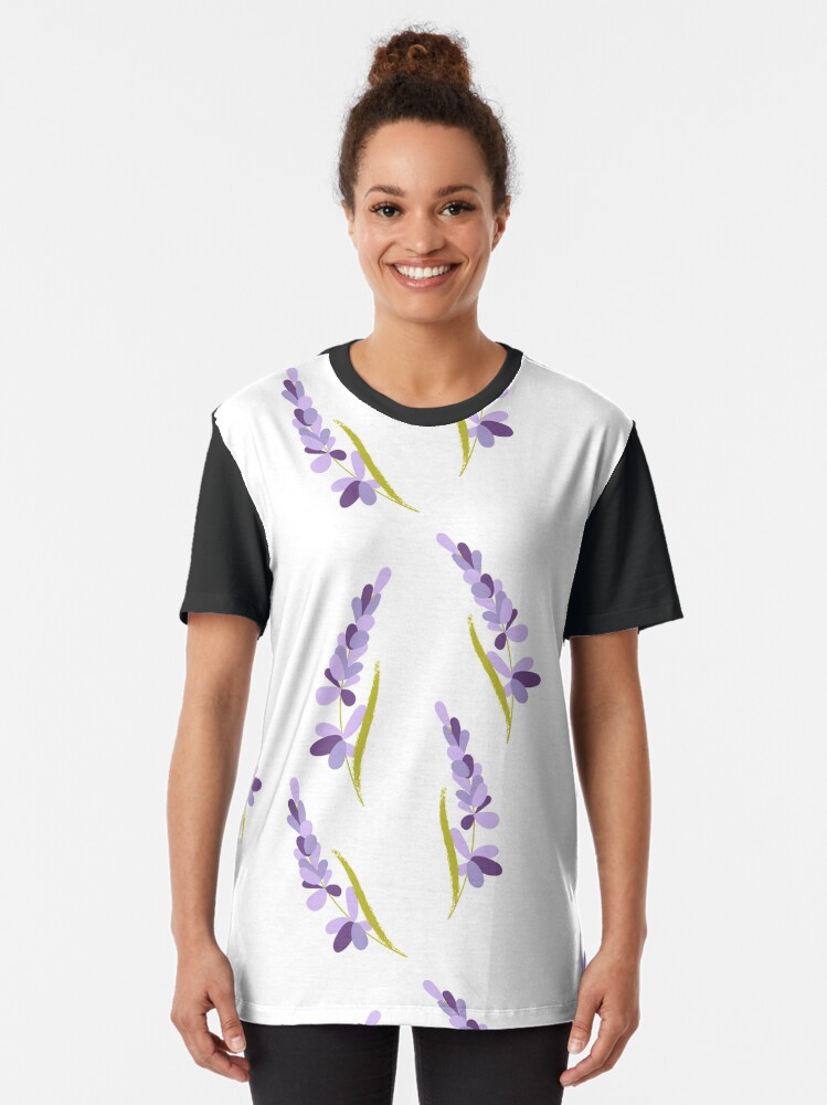 Thumbnail 2 of 5, Graphic T-Shirt, Beautiful violet lavender flowers pattern designed and sold by Victoria Riabov.