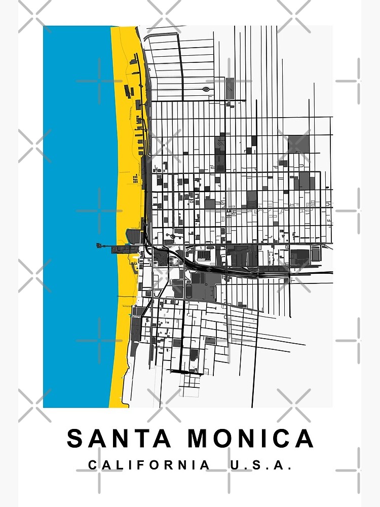Santa Monica CA Map Print Hand-drawn California Art Beach 