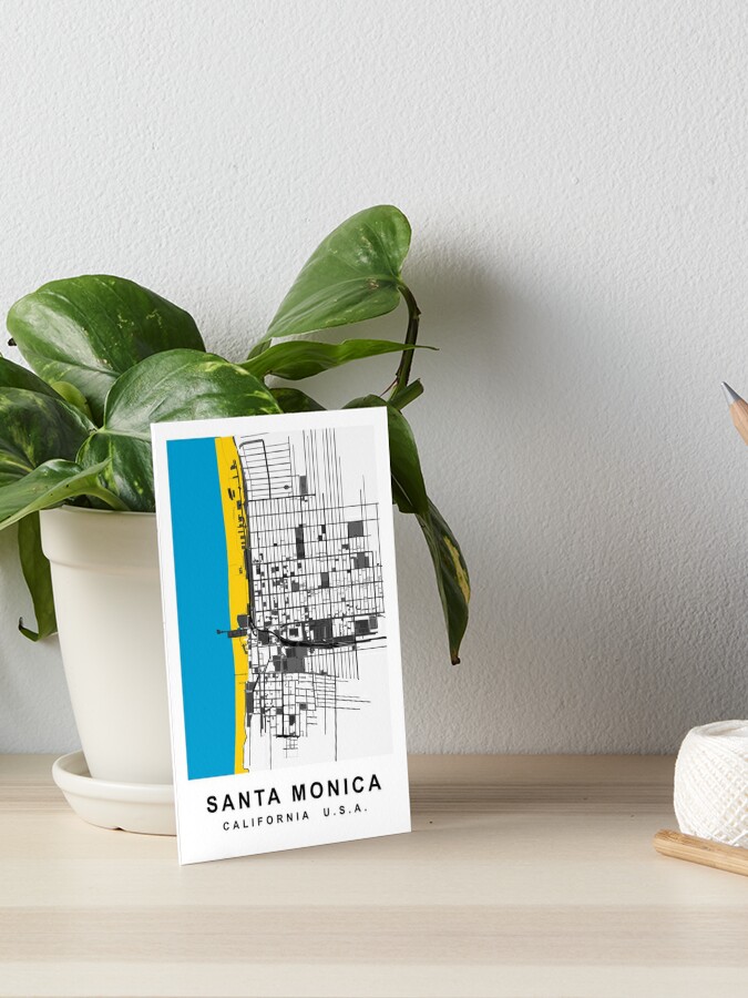 Santa Monica CA Map Print Hand-drawn California Art Beach 