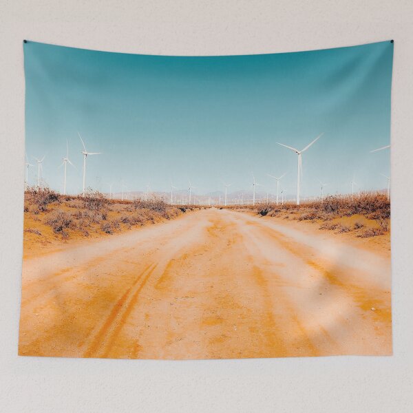Item preview, Wind turbine and sandy road desert with blue sky in California USA designed and sold by Mrvell.