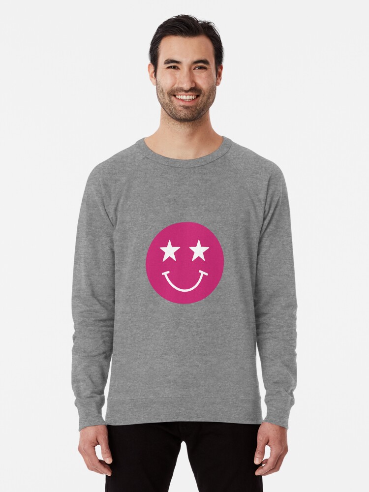 Preppy Star Sleeve Sweatshirt Preppy Smiley Face With Star Eyes