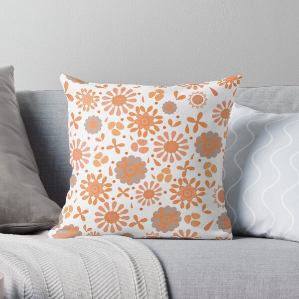 Geo Digital Floral - Coral Throw Pillow