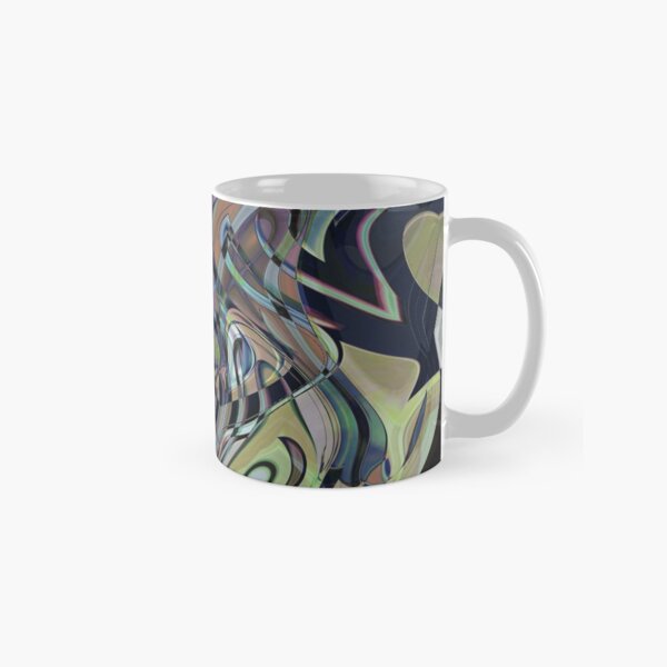 Dark Abstract Wave Pattern Digital Art Classic Mug