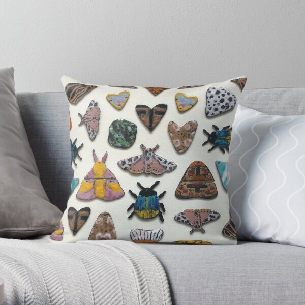 Enamel a moth Collection, SamMadeGoodies Throw Pillow