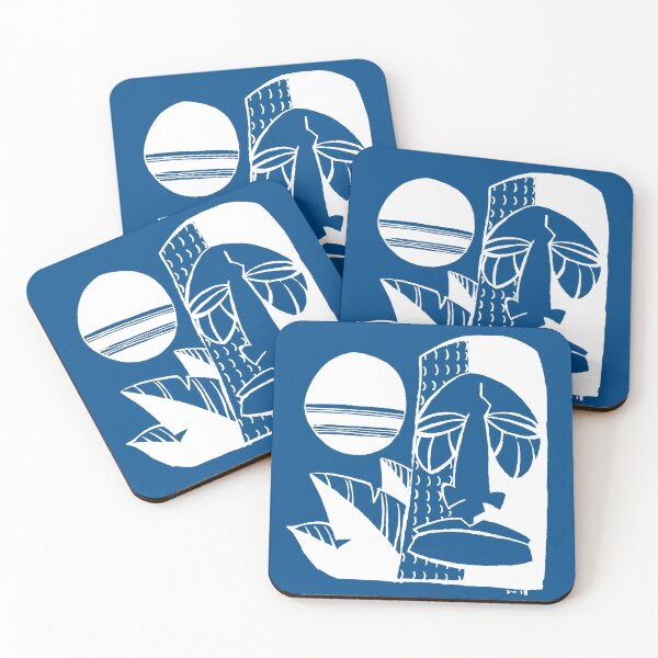 Item preview, Midwest Tiki Moai - In White and Blue designed and sold by midwesttiki.