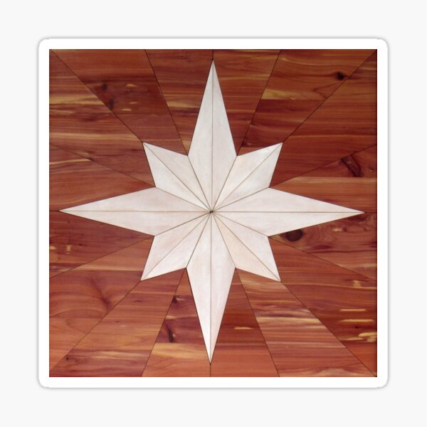 Shimmering 8 Pointed Star on Cedar Sticker