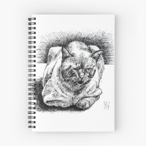 Item preview, Sleeping cat- illustration, art, black and white illustration of a sleeping cat designed and sold by Donata Zawadzka.