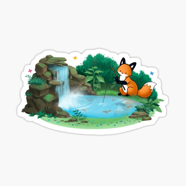 Fishing Fox Sticker