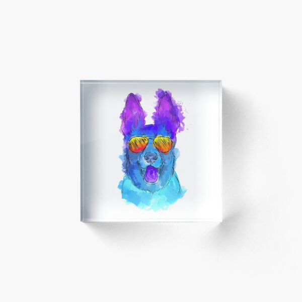 German Sheperd Watercolor Acrylic Block