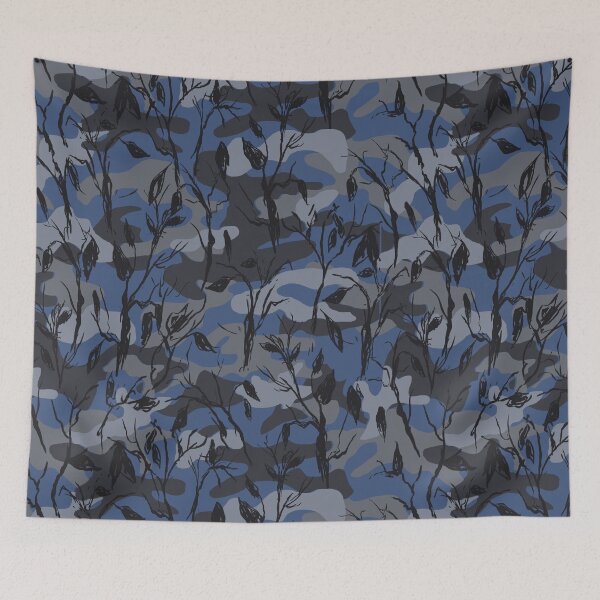 Item preview, Camo Camouflage Sketched Leaves Navy Blue  designed and sold by mythandframe.