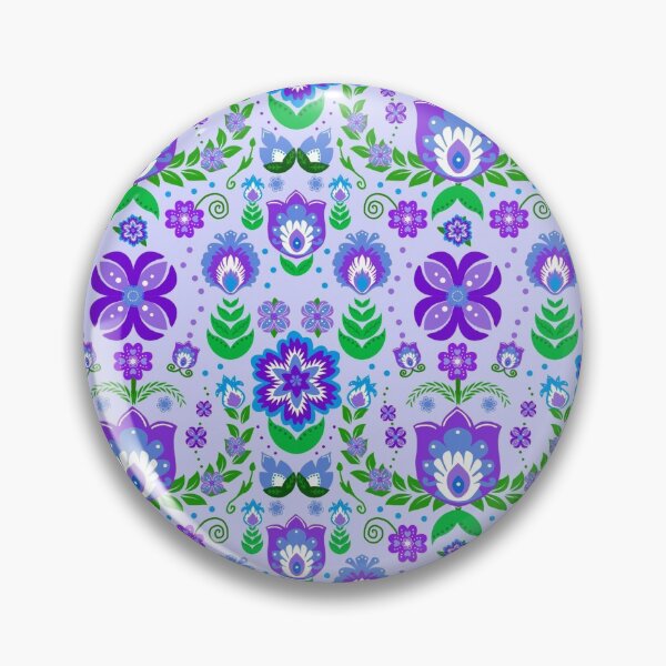 Item preview, Festive Folk Art Flowers on Periwinkle designed and sold by KrisInStitches.