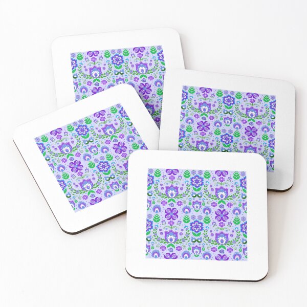 Item preview, Festive Folk Art Flowers on Periwinkle designed and sold by KrisInStitches.
