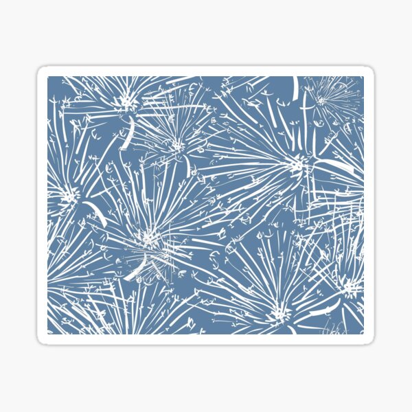 White Dandelion on Blue Sticker