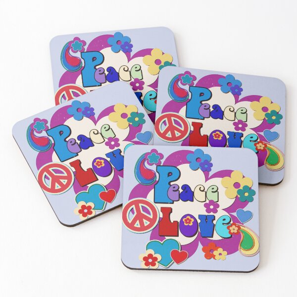 Item preview, Peace and Love Flowers and Hearts bold Colors designed and sold by Alondra.
