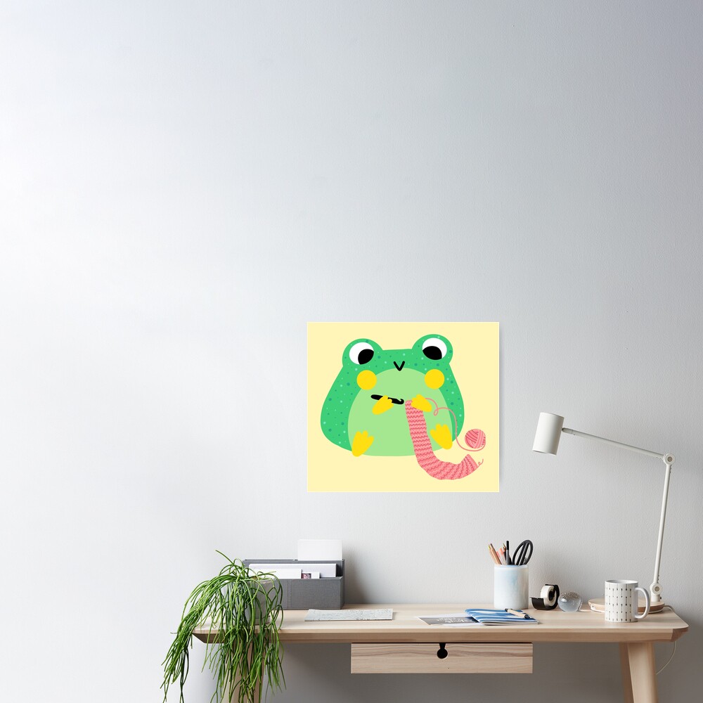 Kawaii Crochet Froggy Art Board Print for Sale by hellohappy