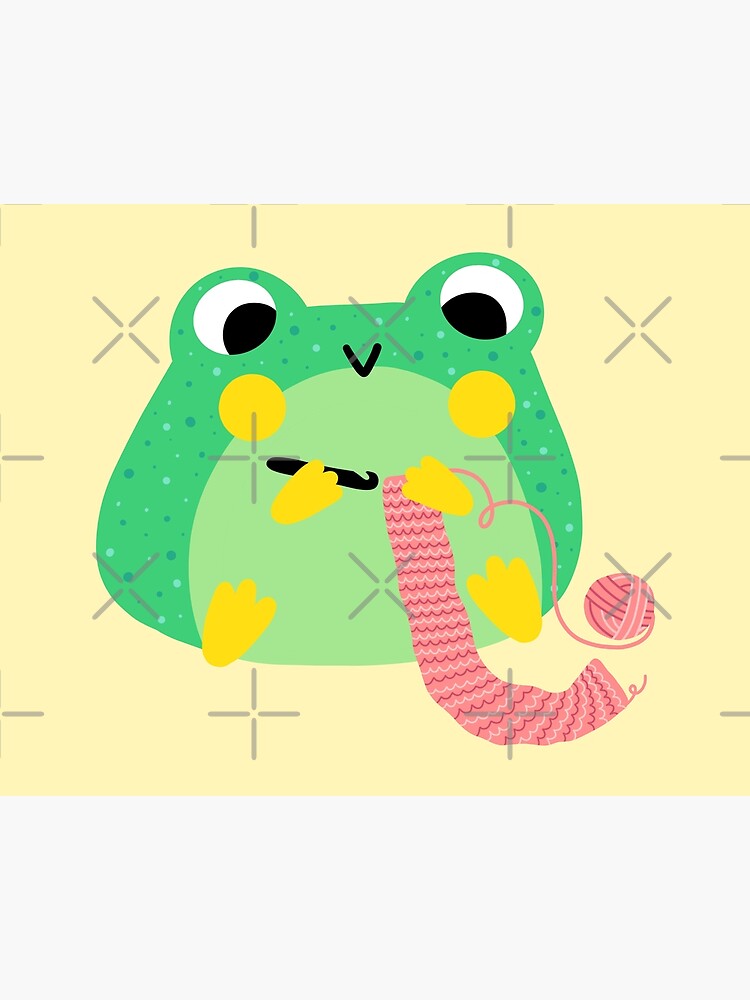 Kawaii Crochet Froggy Art Board Print for Sale by hellohappy