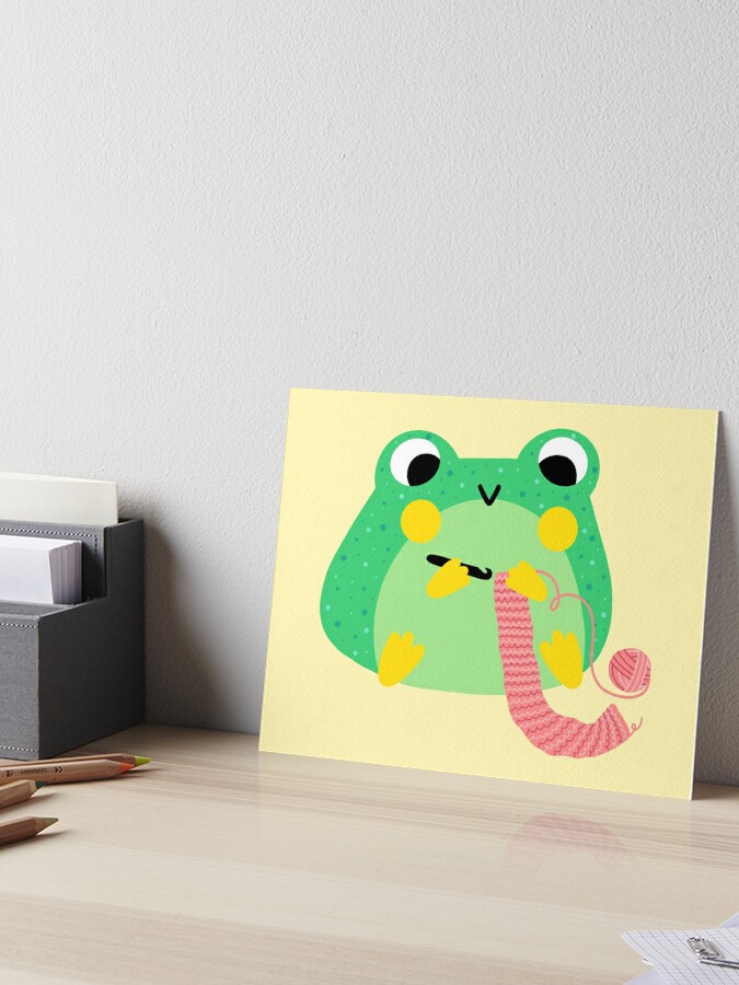 Kawaii Crochet Froggy Art Board Print for Sale by hellohappy