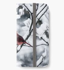 Cardinal In Snow Covered Tree iPhone Wallet/Case/Skin