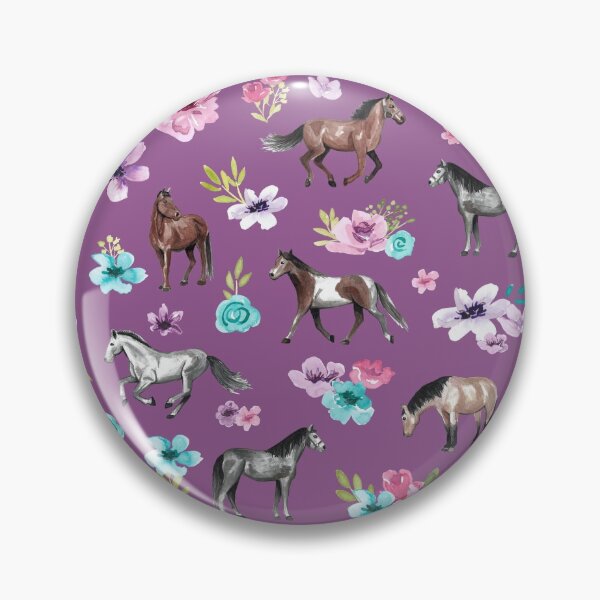 Item preview, Horse Pattern, Floral Print, Horse Love, Wild Horses and Flowers, Purple designed and sold by cateandrainn.