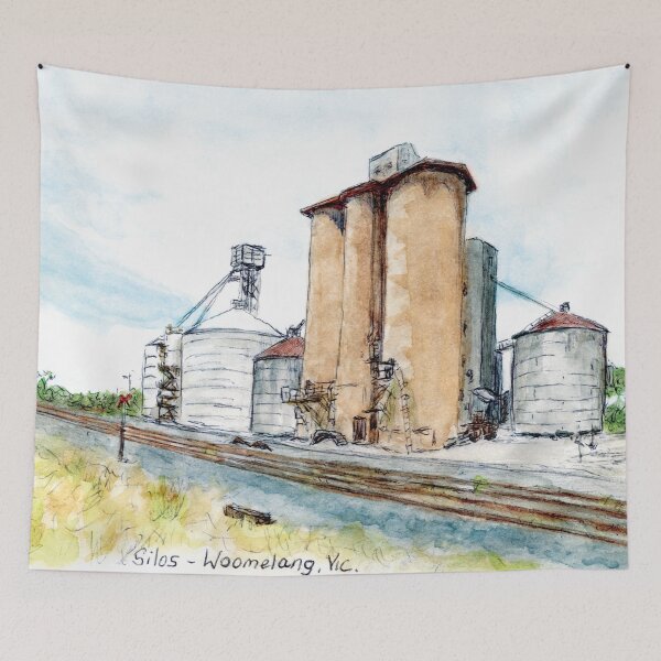 Item preview, Australian Scene - Grain silos at Woomelang, Vic, Aus. designed and sold by Anne Huth.