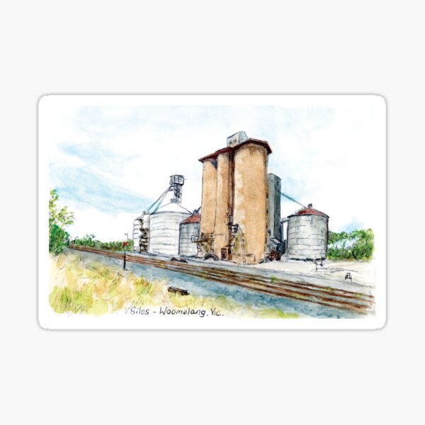 Australian Scene - Grain silos at Woomelang, Vic, Aus. Sticker
